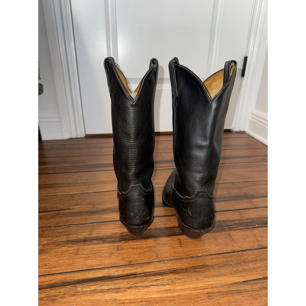 Tony Lama Black Western Cowboy Boots Men's US 9 Pull-On Leather MPN 4482 - Picture 5 of 6